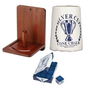 Silver Cup Billiard Cone Chalk, Fat Cat Cone Chalk Holder, Silver Cup Blue Cue Chalk