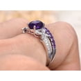 thumbnail image 4 of Sparkle Jewels 2Ct Oval Cut Purple CZ Bridal Wedding Ring Set 14K White Gold Plated, 4 of 5
