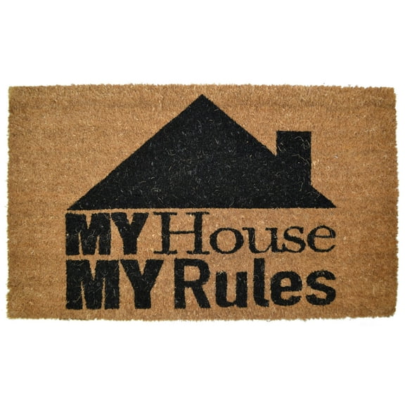 Imports D√©cor PVC Backed Coir Doormat, My House My Rules, 18"x30"