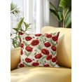thumbnail image 2 of Outdoor Pillows Waterproof, Spring Floral Bedding Throw Pillows with Insert for Couch Sofa Bed, Red Poppy Green Leaves Botanical Vintage 18x18 Inch Pillowcases Decorative Patio Pillow Set of 1, 2 of 8