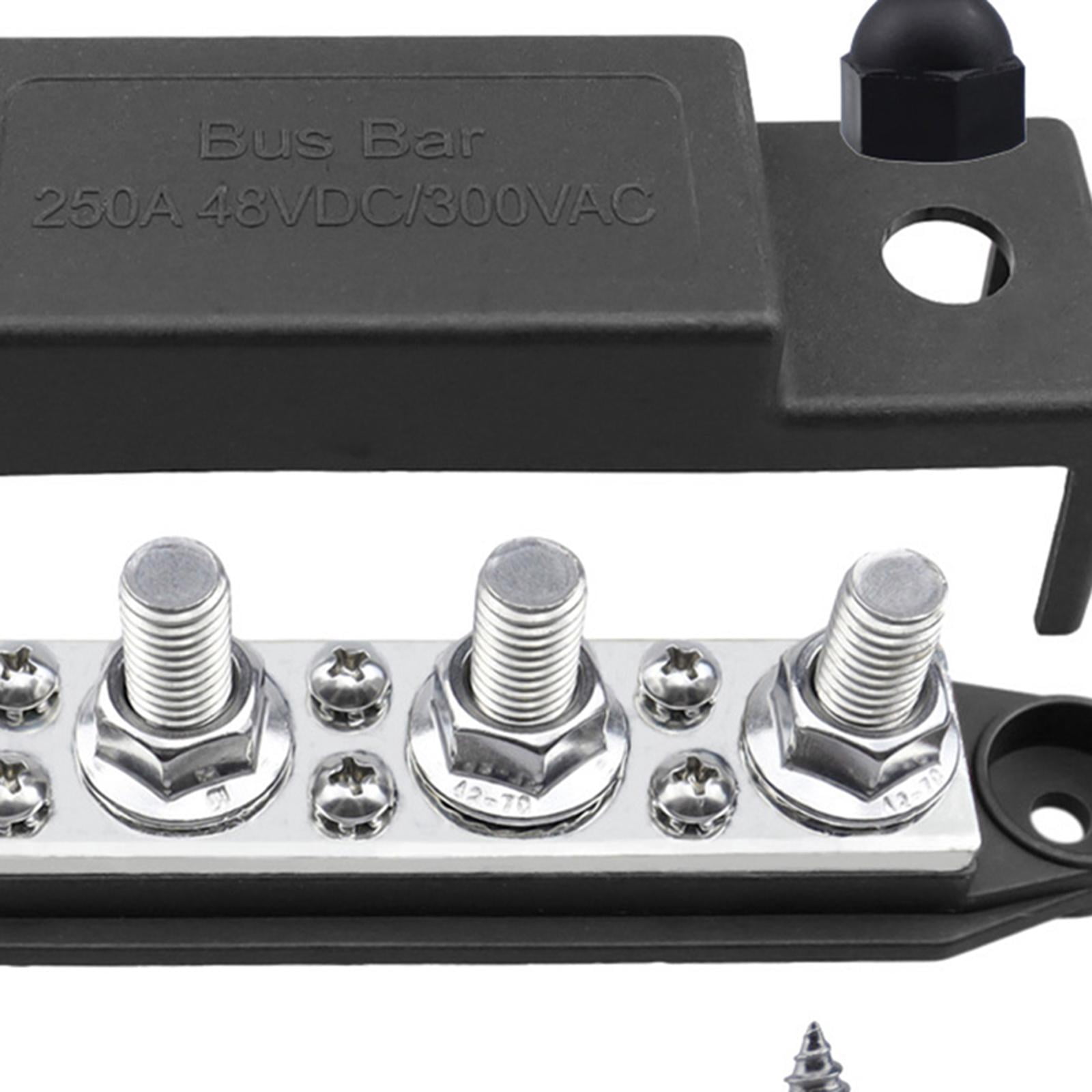 Baoblaze Power Distribution Block 300A Bus Bar Terminal Block for Marine RV Boat Black M8 5 16 Studs