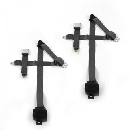 SafeTBoy Airplane 3 Point Charcoal Retractable Bucket Seat Belt Kit with 2 Belts for 1946-1954 Early Triumph