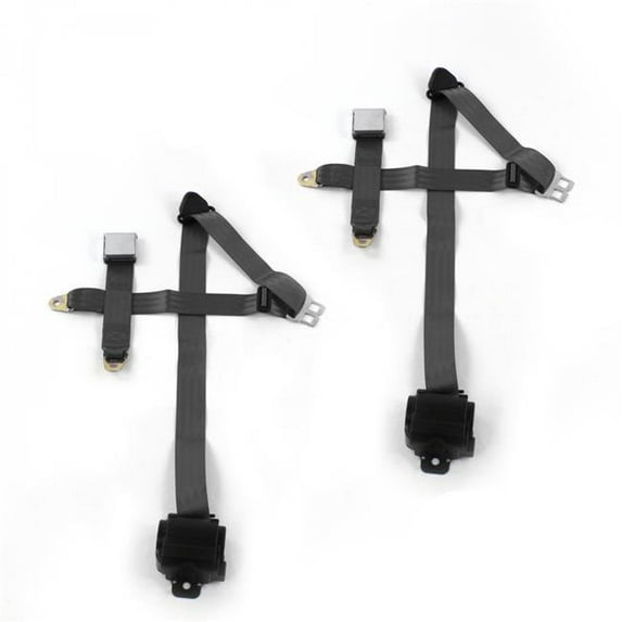 SafeTBoy Airplane 3 Point Charcoal Retractable Bucket Seat Belt Kit with 2 Belts for 1946-1954 Early Triumph