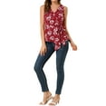 thumbnail image 3 of INSPIRE CHIC Women's Summer Tops Sleeveless V Neckline Wrap Tie Waist Tops XS Burgundy Flower, 3 of 9