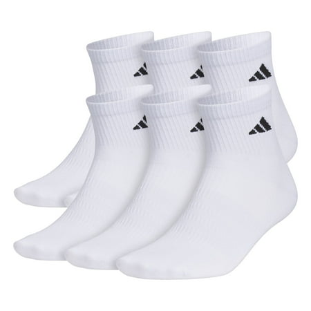 Men's adidas 6-Pack Superlite 3.0 Quarter Socks Color: White Size: 8-12