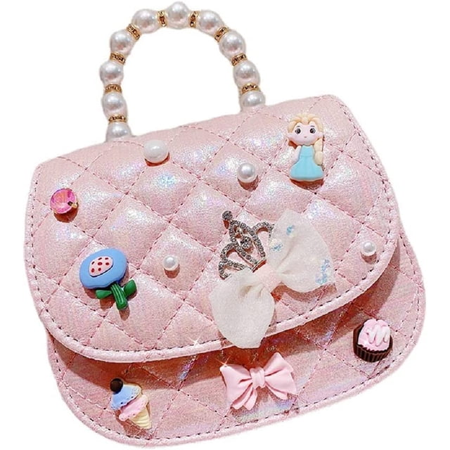 Bolso rosa bonito de princesa para niñas pequeñas, juego de simulación, disfraces y regalos de cumpleaños y Navidad
