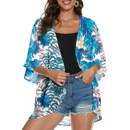 

Simplmasygenix Lightweight Cardigan for Women 4th of July 3/4 Sleeve Summer Fashion Bikini Cover up American Flag Beachwear Loose Tops Shirt Blouse
