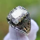 thumbnail image 5 of Retro Handmade Turkish Signet Rings for Men Ancient Silver Color Carved Ring Mystic Zircon Inlay New Punk Motor Biker Ring, 5 of 5