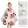 thumbnail image 6 of Pink Footballs with Bows Pattern Blanket Hoodies for Kids 6-13YR Oversize Wearable Blanket Hoodies for Boys Girls Teens, 6 of 7