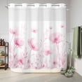 thumbnail image 6 of No Hook Shower Curtain, Pink Spring Floral Shower Curtains for Bathroom with See Through Top Window, Summer Botanical Watercolor Vintage Waterproof & Washable Bath Curtain Long 72"x78", 6 of 9