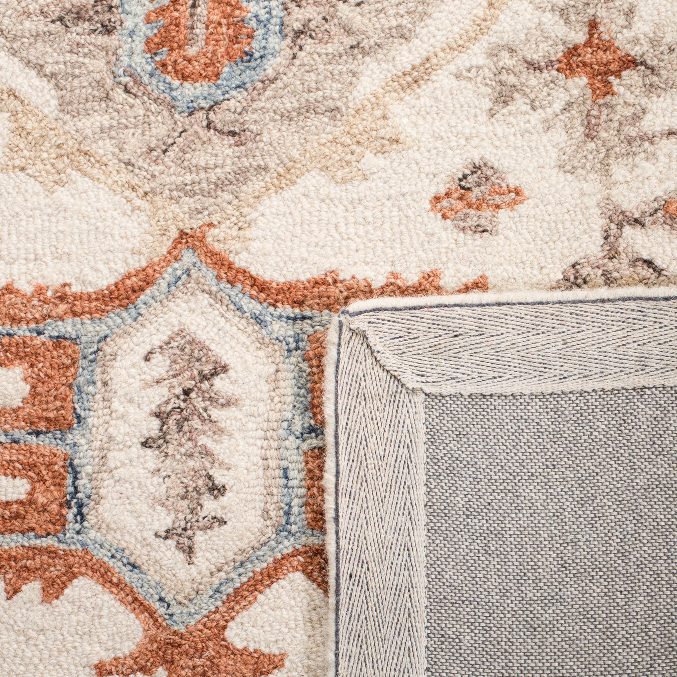 SAFAVIEH Micro-Loop Hypatia Traditional Wool Runner Rug, Ivory/Rust, 2'3" x 7'