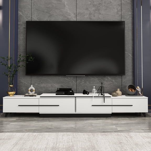 KULAGAGA Adjustable TV Stand with 4 Drawers, Entertainment Center for Living Room