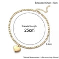 thumbnail image 2 of Women s Ankle Leg Bracelet Beach Jewelry Ladies Gold Color Stainless Steel Figaro Chain With Heart Pendant Anklets for Women, 2 of 5