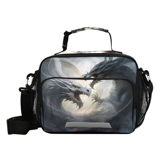 ALAZA Two Dragons Kids Lunch Bag Insulated Cooler Box Reusable Tote Bags Shoulder Strap