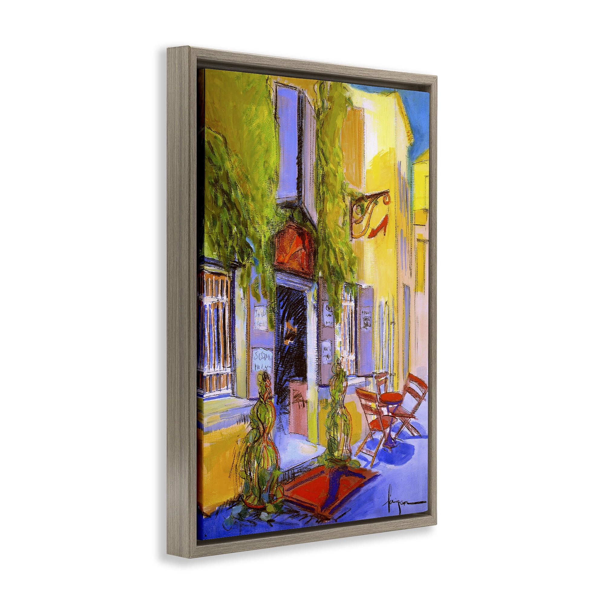 Stupell Industries Traditional Shoe Shop Building Scenic & Cityscapes Painting Brown Floater Framed Canvas Art Print Wall Art, 21 x 31