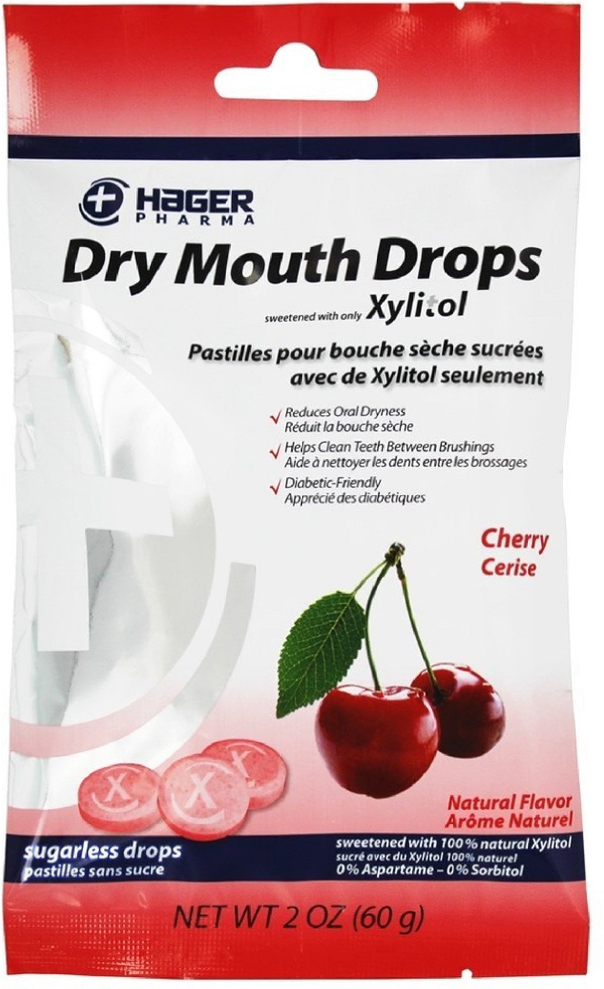 Hager Pharma Dry Mouth Drops with Xylitol, Cherry, 2 oz, 6 Pack