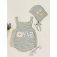 thumbnail image 4 of Nituyy Baby Sweaters Romper Overalls 1st Birthday Letter Flower Embroidered Sleeveless Ribbed Knitted Jumpsuits Hat Outfits, 4 of 8
