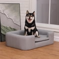 thumbnail image 2 of PRZL 37-Inch Modern Pet Sofa with PU Scratch-Resistant Fabric and Adjustable Legs, Elevated Dog Couch for Small and Medium Dogs, Comfortable Dog Sofa Bed   Grey, 2 of 8