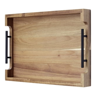 Norbi Acacia Wood Serving Tray - Rectangular Platter for Coffee