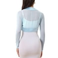 thumbnail image 3 of INSPIRE CHIC Women's Satin Shrugs for Evening Dress Open Front Mesh Cardigan Elegant Wedding Bolero L Light Blue, 3 of 6