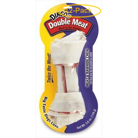 Double Treats - Dingo Double Meat Rawhide & Meat Chew Bone Large - 8.5 (1 Pack) - Pack of 12