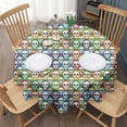 thumbnail image 3 of Colorful Skull Pattern Round Tablecloth 60"x60",Wrinkle Wipeable Table Cloth for Kitchen Dining Room Picnic Patio Party, 3 of 6