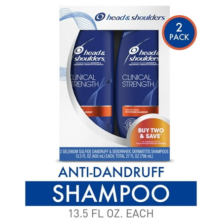 Head and Shoulders Shampoo, Clinical Strength Dandruff and Seborrheic Dermatitis, 13.5 fl oz, 2 (Best Shampoo For The Price)