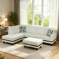 thumbnail image 3 of MAYEERTY PU Synthetic Leather 3-Piece Couch Living Room Sofa Set，White And Black, 3 of 7