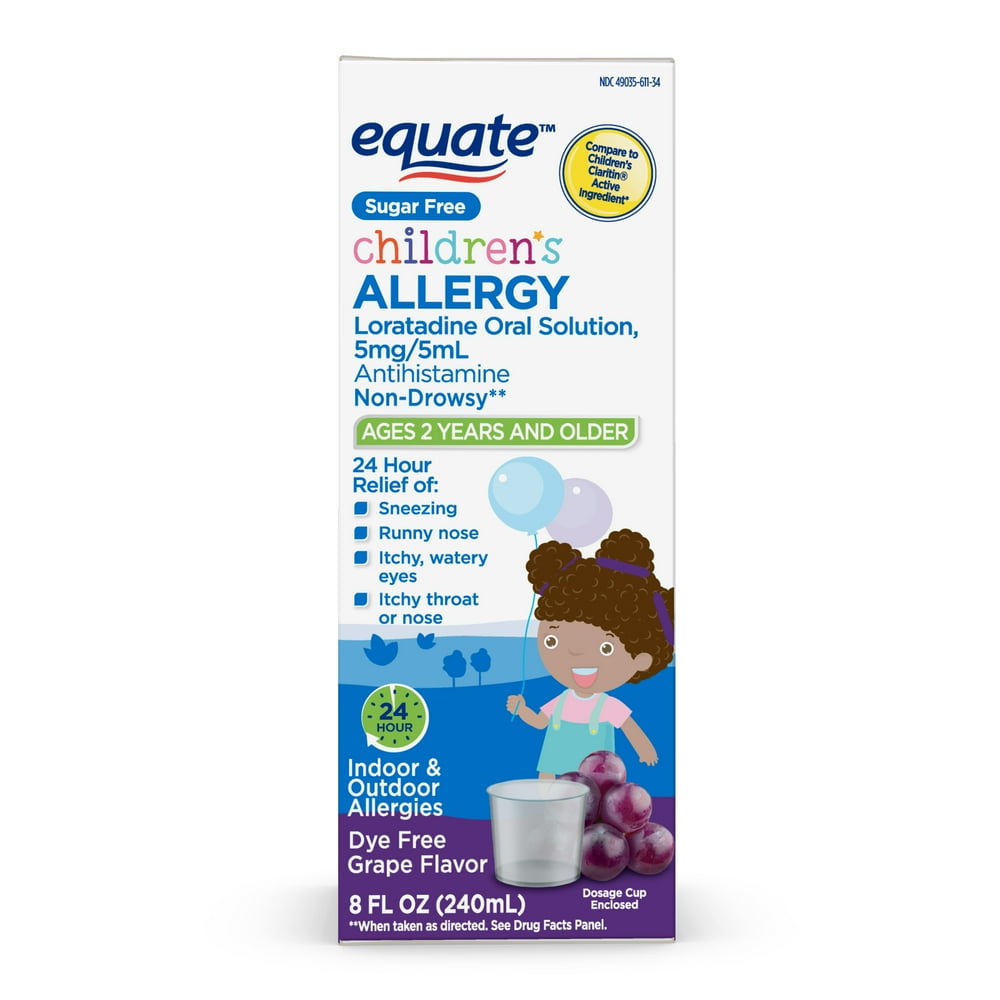 Equate Children’s Loratadine Oral Solution 5 mg/5 mL, Allergy Relief
