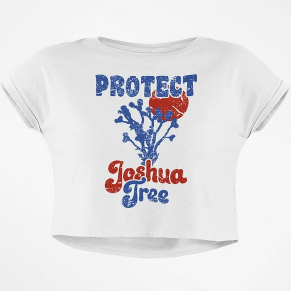 National Park Retro 70s Sunset Joshua Tree Junior Boxy Crop Top T Shirt