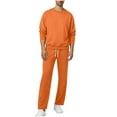 thumbnail image 5 of VBTAPA Mens Lounge Sweatsuit Set Fleece Crewneck Sweatshirt and Drawstring Sweatpants Tracksuits 2 Piece Fall Winter Outfits Orange XXL, 5 of 9