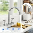 thumbnail image 6 of KINGTACK Two Handles Kitchen Faucet, 3 Hole or 4 Holel Faucet for Kitchen Sink, Brushed Nickel, 6 of 7