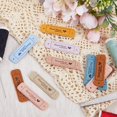 thumbnail image 5 of 45Pcs 9 Colors PU Leather Label Tags Embellishment Crochet Tags Handmade Knitting Labels Rectangle Hand Made with Love Leather Sewing Embossed Tag with Holes for DIY Jeans Bags Hat, 5 of 6