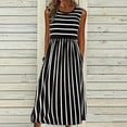 thumbnail image 2 of Siilsaa Women's Summer Sleeveless Striped Flowy Casual Long Maxi Dress with Pockets Black,M, 2 of 5