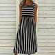 thumbnail image 2 of Vestido largo sin mangas a rayas casual para mujer: cuello redondo, bolsillos, poliéster/spandex, tallas S-XXL, se ajusta a la talla, versátil para todas las estaciones, 2 of 5