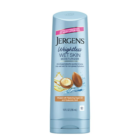 Jergens Weightless Wet Skin Moisturizer with Deep Restoring Argan Oil + Hyaluronic Acid, 10