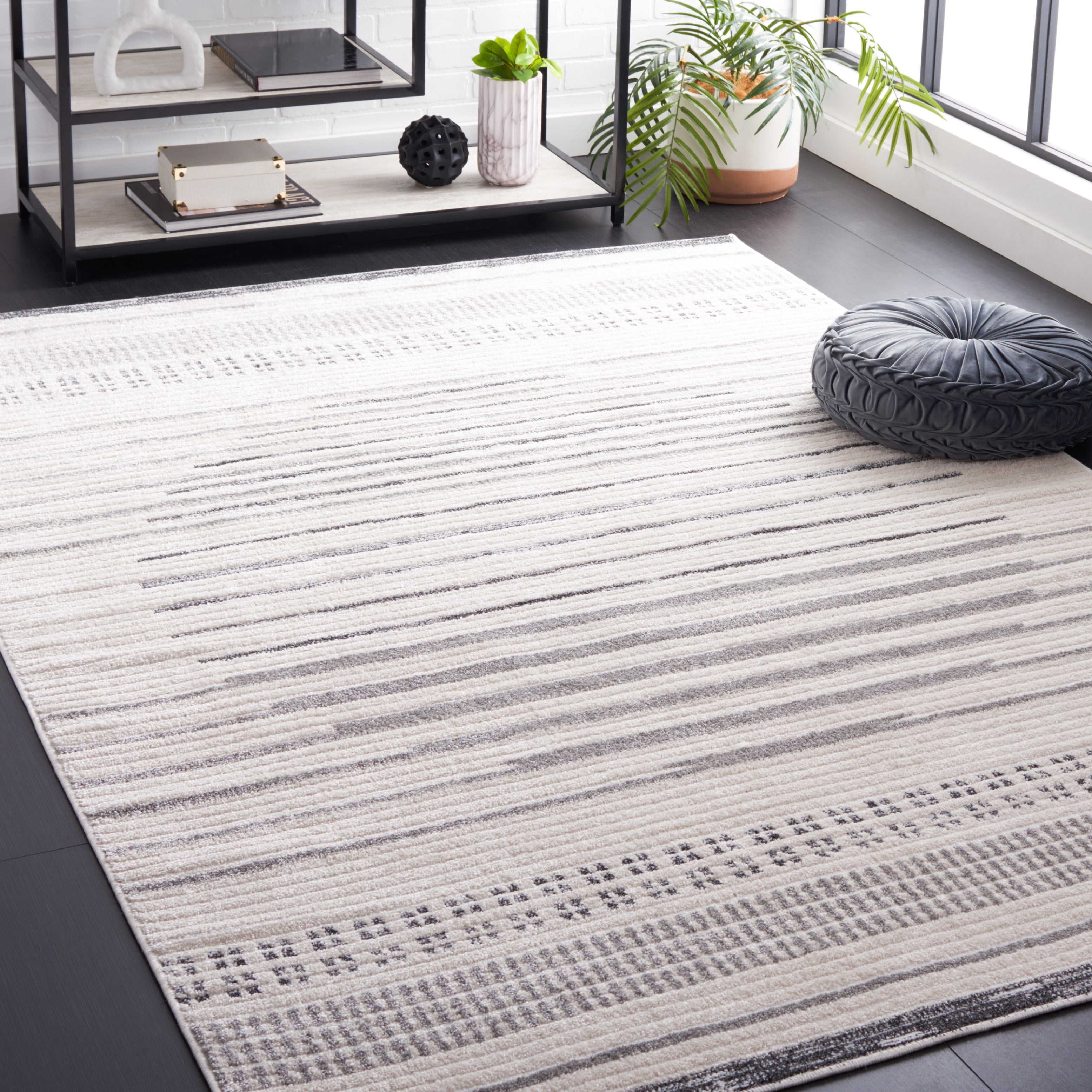 SAFAVIEH Alamo Arielle Geometric Area Rug, Ivory/Grey, 8' x 10'