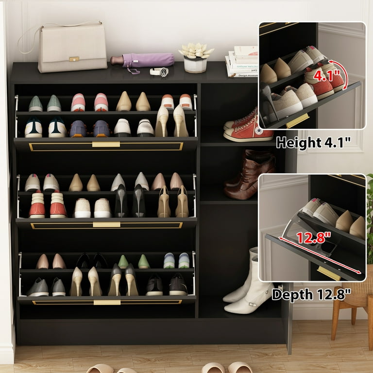 Modern Shoe Storage Cabinet with 3 Flip Drawers — FUFUGAGA