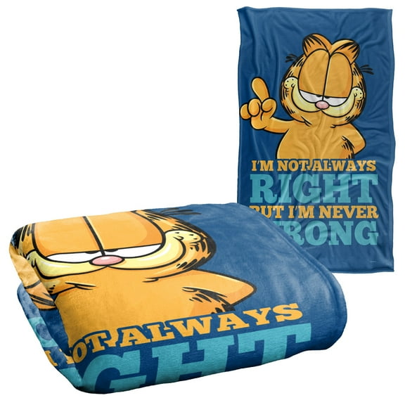 Garfield Blanket, 36"x58", Never Ever Wrong Silky Touch Sherpa Back Super Soft Throw