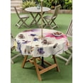 thumbnail image 4 of Outdoor Tablecloths with Umbrella Hole & Zipper, Purple Spring Floral Round Tablecloth 54 Inch, Vintage Flowers Farmhouse Watercolor Waterproof Table Cloth, Patio/Pool/Picnic Table Covers, 4 of 8