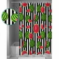 thumbnail image 3 of Extra Long Shower Curtain 72x84 Inch, Red Green Watermelon Shower Curtain Waterproof Bathroom Decor Watercolor Botanical Black White Stripe Fabric Bath Curtain Set Accessories with Hooks, 3 of 6