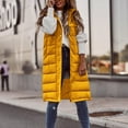 thumbnail image 6 of Hvyesh Plus Size Puffer Coats Women's Hooded Long Down Vest Full-Zip Sleeveless Puffer Vest Fashionable Coats Jacket ZA-Yellow,2XL, 6 of 7