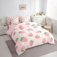 thumbnail image 4 of Feelyou Girly Pink Strawberry Twin Bedding Sets 7-Piece, Kawaii Stars Print Bedding Comforter Set, Teens Kids Girls Women Reversible Sheet Sets, Super Cozy Room Decor, 4 of 8