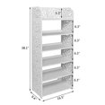 thumbnail image 5 of IVV 6-Tier White Hollow Carved Shoe Rack - Wood-Plastic Board Shoe Storage Organizer Cabinet - Freestanding Space Saving Boots Display Holder - Narrow Entryway and Outdoor Shoe Rack Tower, 5 of 9