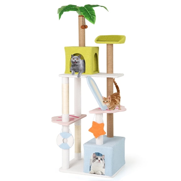 Gymax 71'' Large Cat Tree Multi-level Cat Tower Furniture w/ Scratching Ramp
