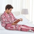 thumbnail image 6 of Fotbe Glittering Pink Bathtub Pattern Long Sleeve Pajama Set for Men,Sleepwear Set,2-piece Loungewear Set,Soft PJs Comfy Nightwear with Pockets-Small, 6 of 7
