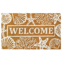 RugSmith Machine Tufted Seashells and Starfish Indoor and Outdoor Coir Doormat, 18" x 30"