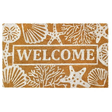 RugSmith Machine Tufted Seashells and Starfish Indoor and Outdoor Coir Doormat, 18" x 30"