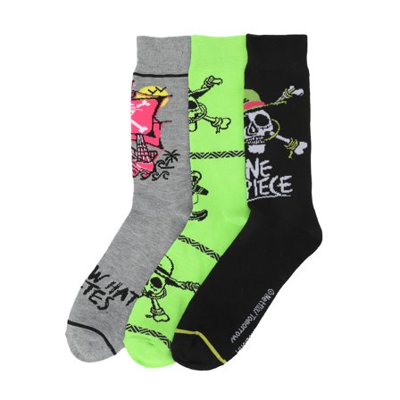 One Piece Straw Hat Pirate Icons Adult 3-Pair Casual Crew Socks