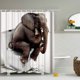thumbnail image 1 of Un juego (elefante de baño, aproximadamente 180*180 cm) Cortina de ducha de diseño, estampado de ensueño de elefante animal colorido, juego de decoración de baño de tela impermeable con ganchos, 1 of 5